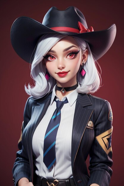 Beautiful girl in western cowboy dress up style handsome cartoon cute woman in hat and shirt