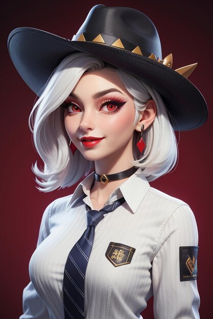 Beautiful girl in western cowboy dress up style handsome cartoon cute woman in hat and shirt