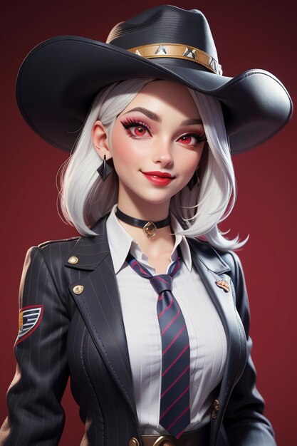 Beautiful girl in western cowboy dress up style handsome cartoon cute woman in hat and shirt