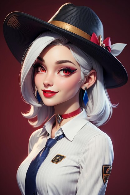 Beautiful girl in western cowboy dress up style handsome cartoon cute woman in hat and shirt