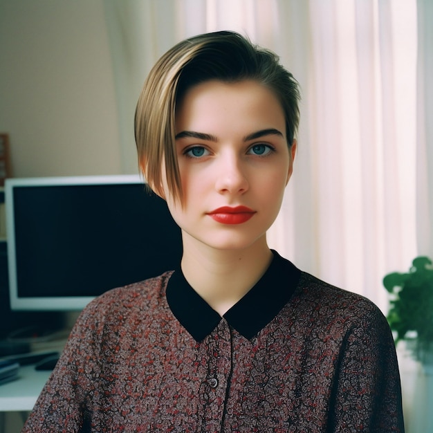 Beautiful girl in white background 90s