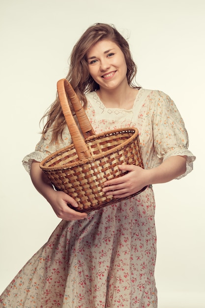 Beautiful girl wiht basket