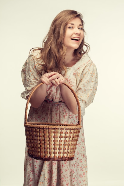 Beautiful girl wiht basket