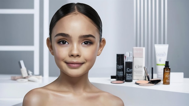 Beautiful girl with beautiful makeup youth and skin care concept