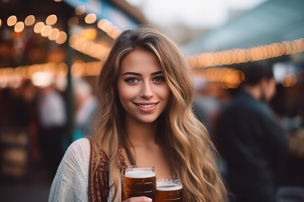 Beautiful girl with beer glass