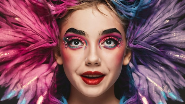 Beautiful girl with colorful makeup