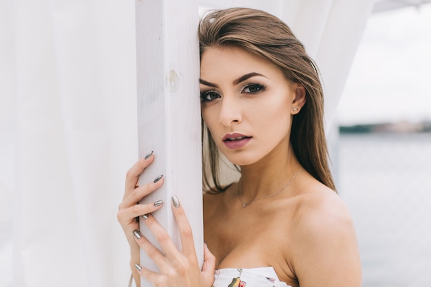 beautiful girl with floral dress