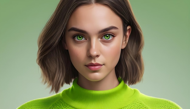 Photo a beautiful girl with green eyes