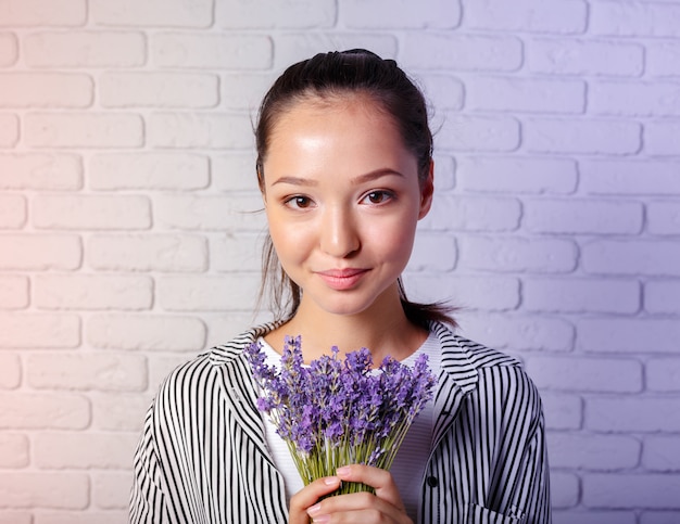 Beautiful girl with lavender