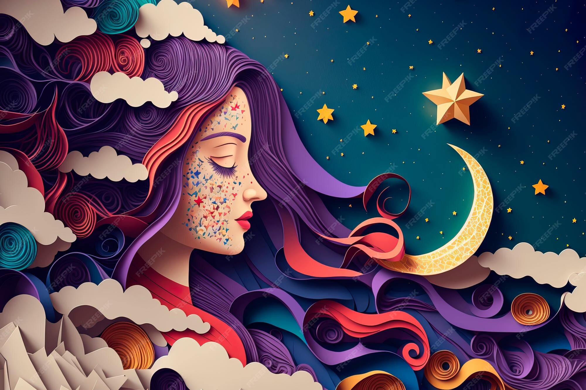 Premium Photo | Beautiful girl with long wavy hair fairy talegenerative ai