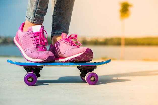 Beautiful girl with skateboard