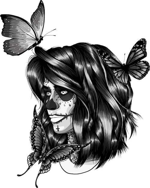 Beautiful girl with Sugar Skull face paint