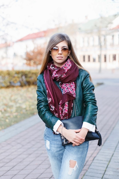 Beautiful girl with sunglasses outdoors