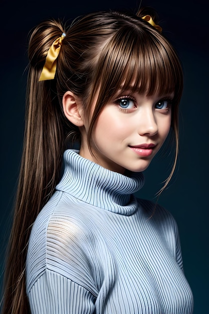 Photo beautiful girl with twintails