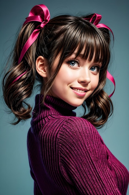 Photo beautiful girl with twintails