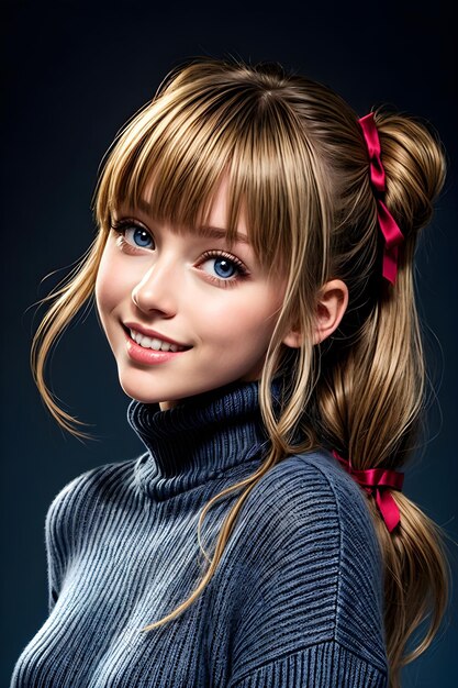 Photo beautiful girl with twintails