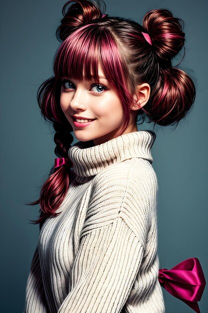 Photo beautiful girl with twintails