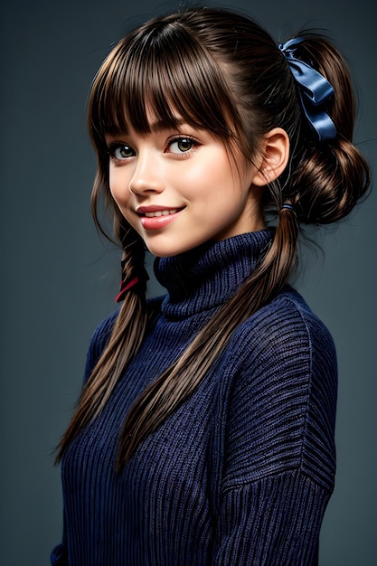 Photo beautiful girl with twintails