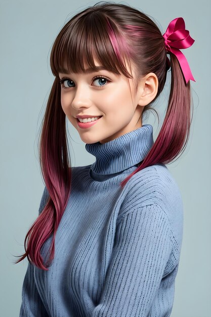 Photo beautiful girl with twintails