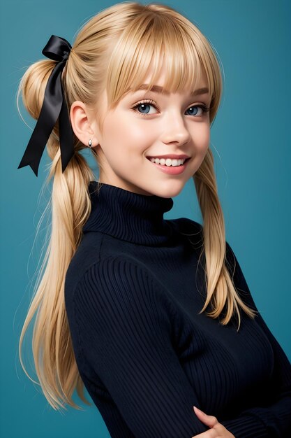 Photo beautiful girl with twintails