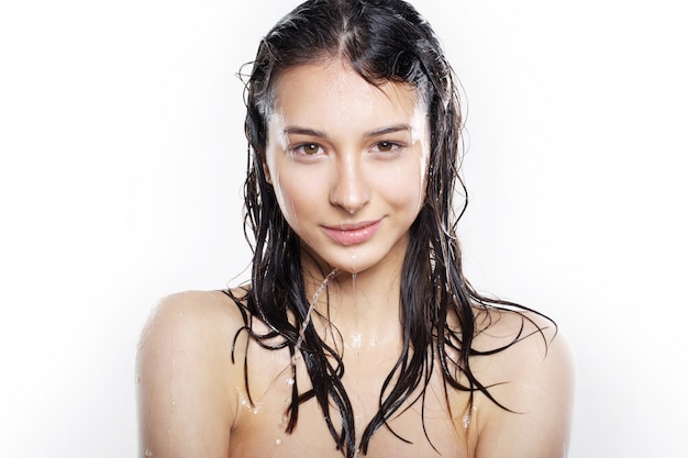 beautiful girl with wet hair