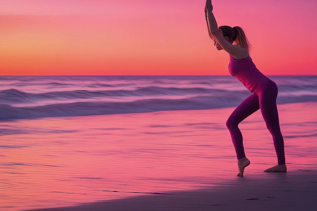 Premium Photo | Yoga pose with beach and sunset view