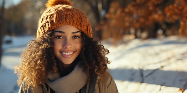 beautiful girls on a winter background Generative AI