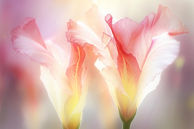 Beautiful gladiolus in soft color and blur style for background