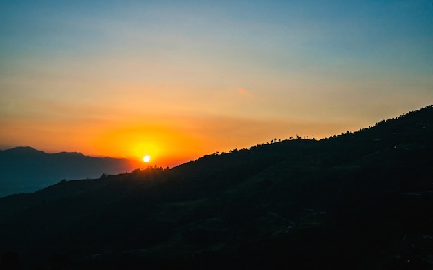 beautiful gloomy view of sunset at Kathmandu