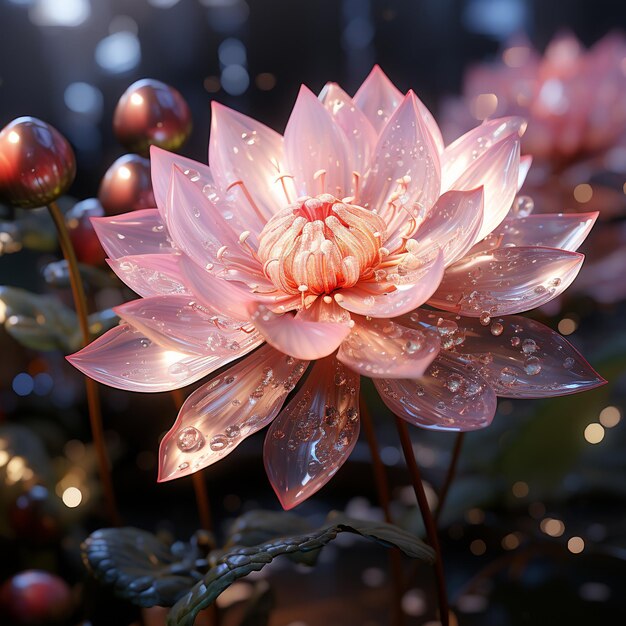 a beautiful and glossy light pink lotus flower