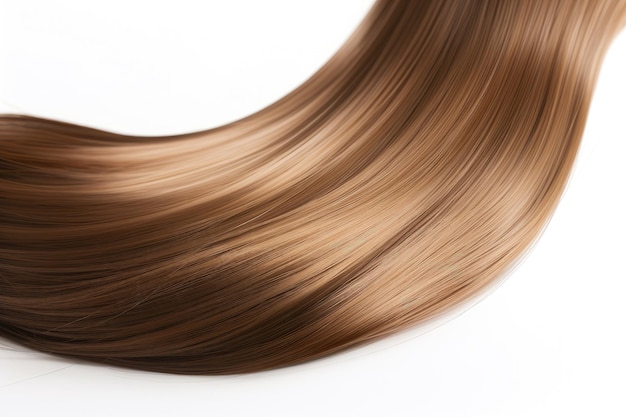 Красивая глянцевая натуральная коричневая цветная текстура волос, выделенная на белом фоне