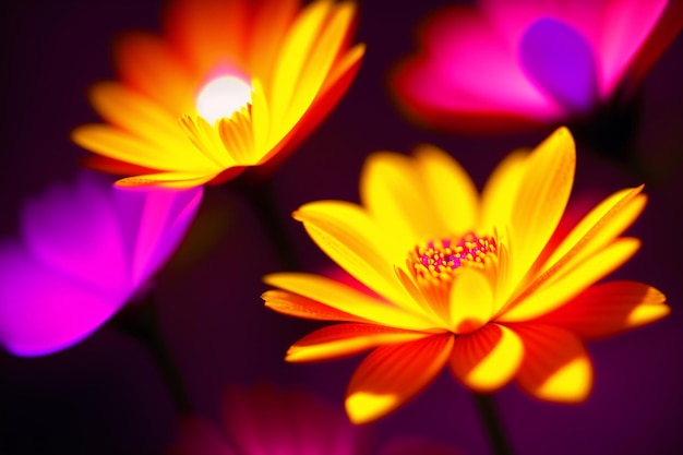 Beautiful glowing flowers Aurora Blooms The Mesmerizing Glow of Flowers Generative AI