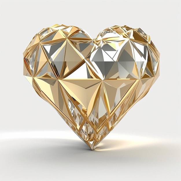 綺麗なゴールドカラーのダイヤモンドストーン 白背景 AI生成画像