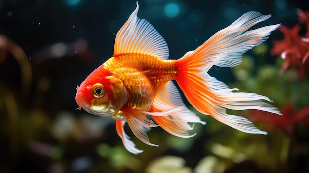 Beautiful gold fish in aquarium life
