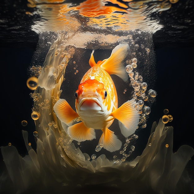 Photo beautiful gold fish in the water