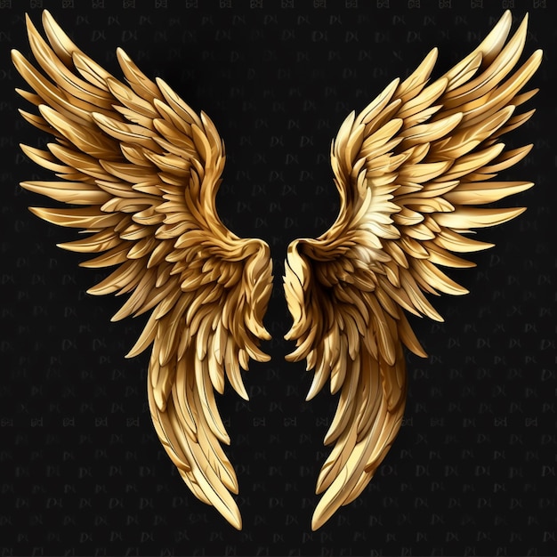 Beautiful golden angel wings image isolated transparent background AI Generated art