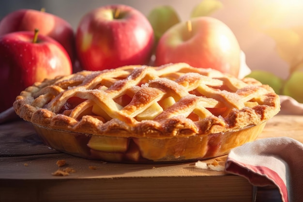 Beautiful Golden Brown Apple Pie a Classic American Favorite