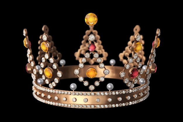 Beautiful Golden Crown made of adorned jewelry and gems generative AI