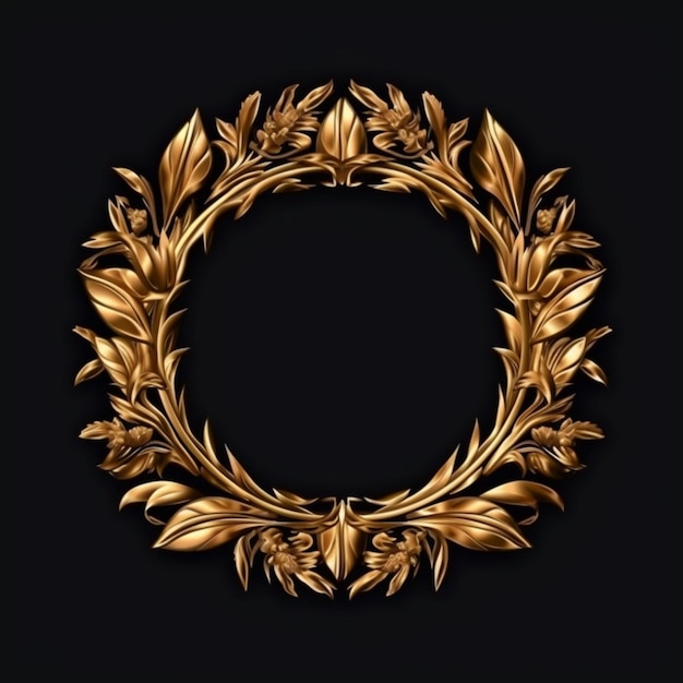 Beautiful golden decorative circle border photo frame design AI Generated art