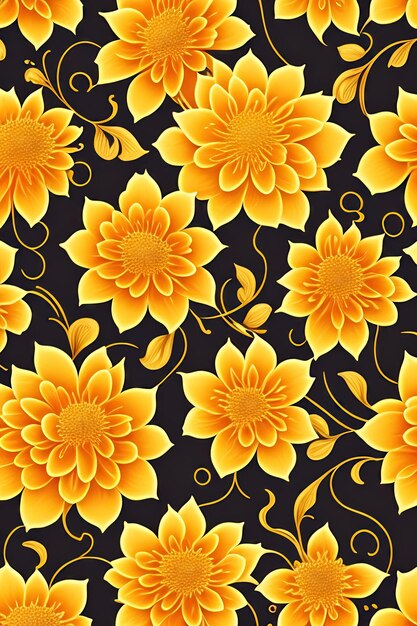 Beautiful golden floral wallpaper