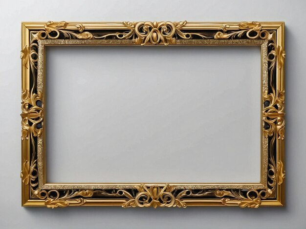 Photo beautiful golden frame on white bg