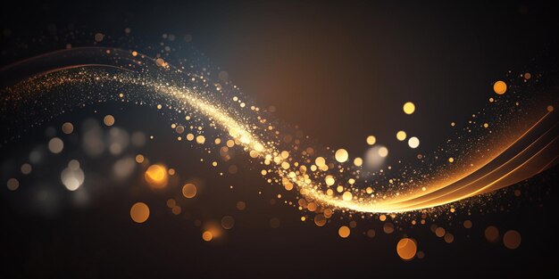 Photo beautiful golden glowing particles background