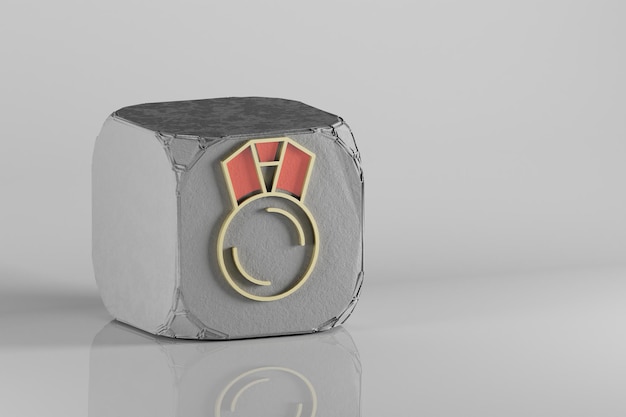 コンクリートの立方体と白いセラミックの背景に 3D レンダリングのイラスト