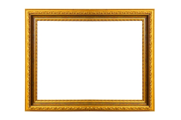 Beautiful golden picture frame isolated on white background