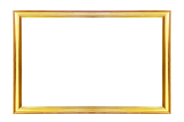 Photo beautiful golden picture frame isolated on white