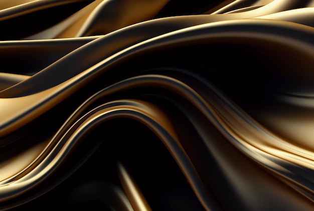 beautiful golden silk fabric texture wavy lines background ai generated