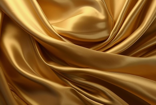 Beautiful golden silk fabric texture wavy lines background ai generated