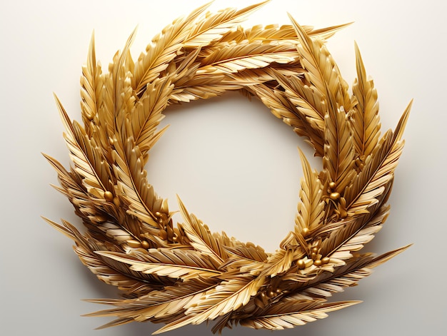 Photo beautiful golden and white feathers on a white background