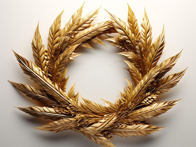 Beautiful golden and white feathers on a white background