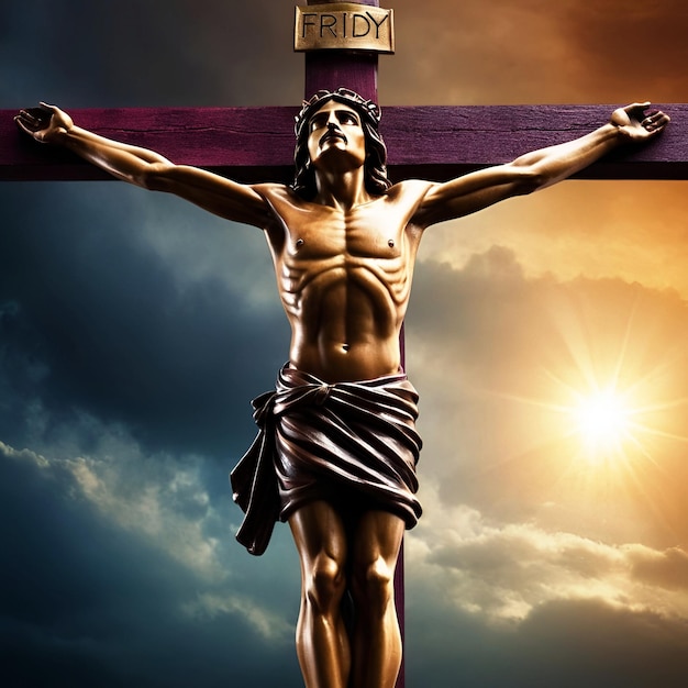 Photo beautiful good friday spiritual background with crucifixion design